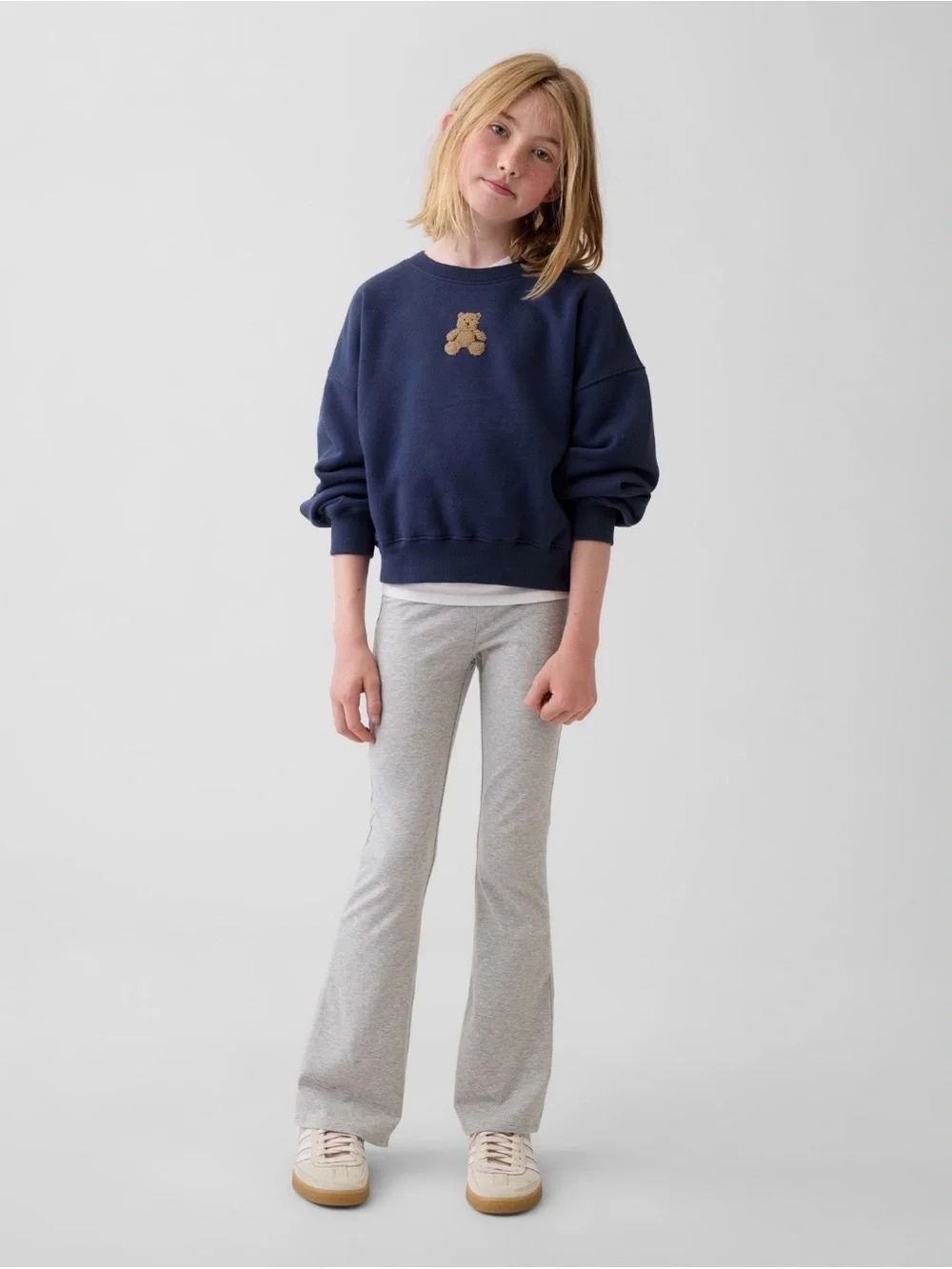 🩶 3 Pairs GAP Kids Light Heather Gray Flared Leggings